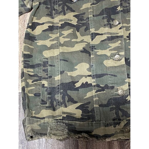 NEW L&B Lucky & Blessed Jacket Denim Sequin camouflage Womens S - Picture 3 of 9